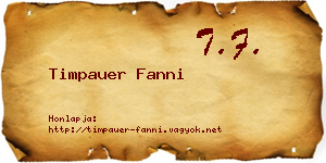 Timpauer Fanni névjegykártya
